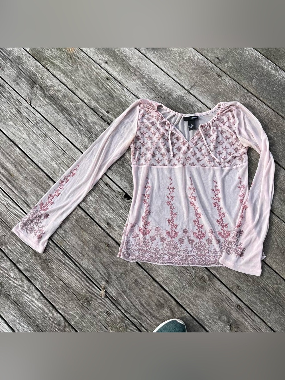 Hennes light pink sheer floral print blouse